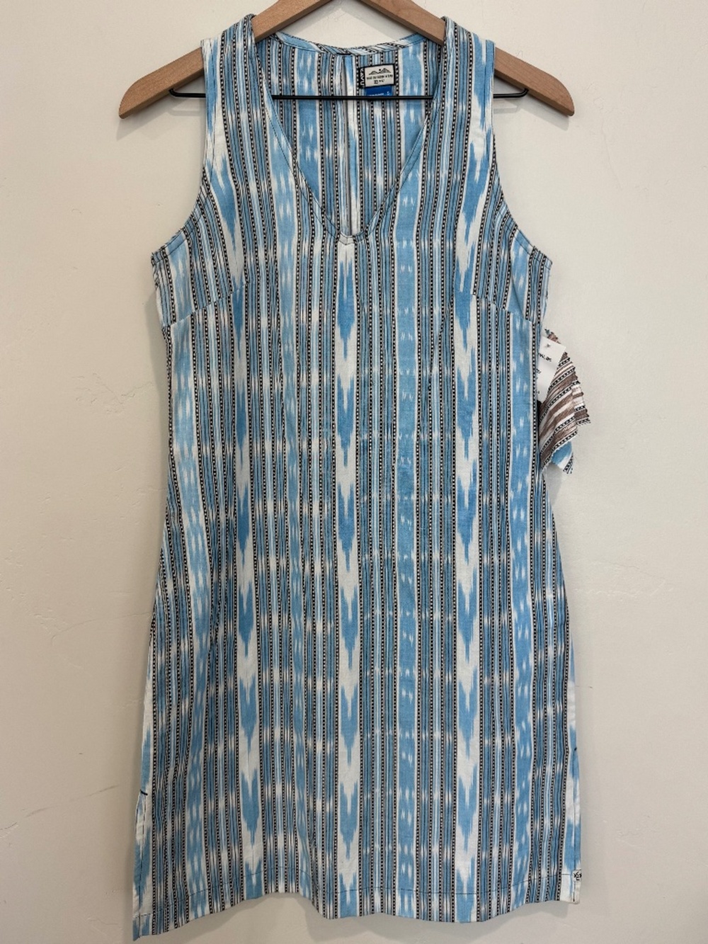 NWT Kavu Rita Dress Size Small Sky Blue Aztec Print 100% Cotton Lightweight Boho